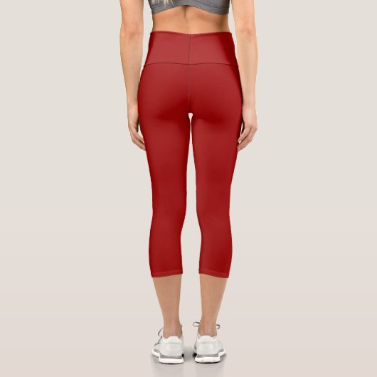 Simple Stylish Modern Minimal Monogram Red Gym  カプリレギンス (裏面)