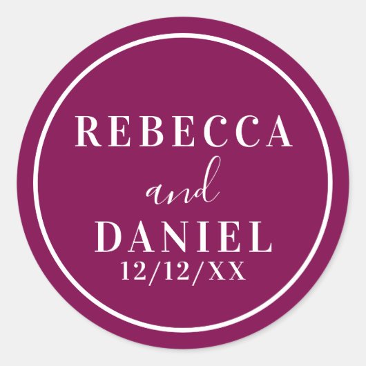 Simple Stylish Modern Minimal Monogram Wedding  ラウンドシール (正面)