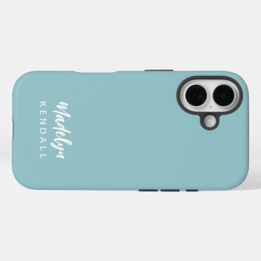Simple Stylish Modern Script Name Blue Case-Mate iPhoneケース (裏面 (横))