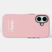 Simple Stylish Modern Script Name Solid Pink Case-Mate iPhoneケース (裏面 (横))