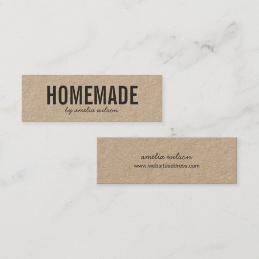 Simple Stylish Rustic Homemade Kraft スキニー名刺 (正面/裏面)