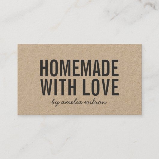 Simple Stylish Rustic Homemade with Love Kraft 名刺 (正面)