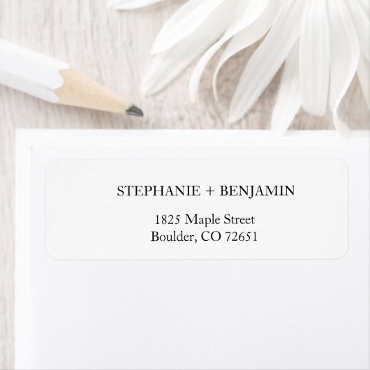 Simple Stylish White Wedding Return Address RSVP E ラベル (インサイチュ)
