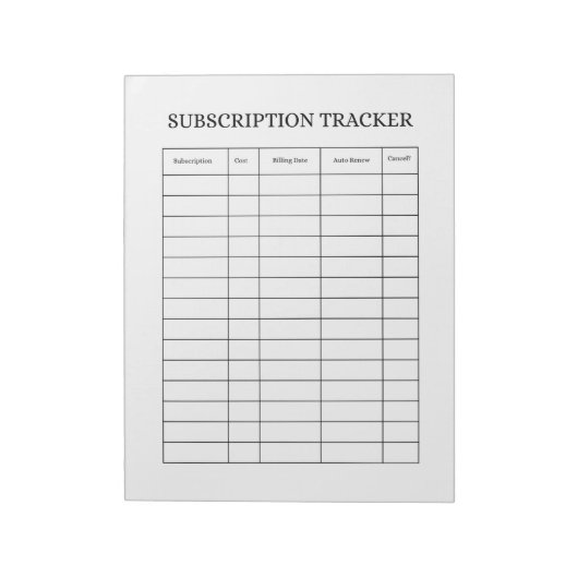 SIMPLE Subscription Tracker Notepad ノートパッド (回転)