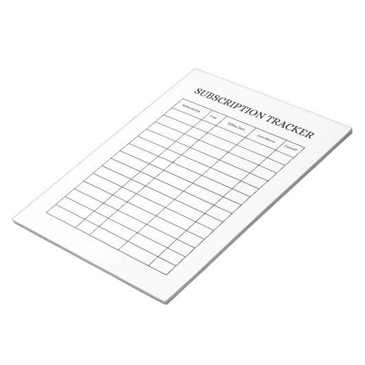 SIMPLE Subscription Tracker Notepad ノートパッド (アングル)