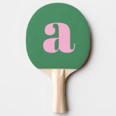 Simple Summer Pink Green Retro Monogram Initial 卓球ラケット (裏面)