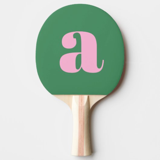 Simple Summer Pink Green Retro Monogram Initial 卓球ラケット (正面)