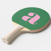 Simple Summer Pink Green Retro Monogram Initial 卓球ラケット (正面アングル)