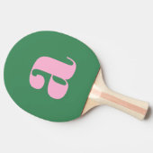 Simple Summer Pink Green Retro Monogram Initial 卓球ラケット (横)