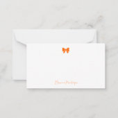 Simple Sunset Orange Chic Bow Handwritten Name ノートカード (正面)