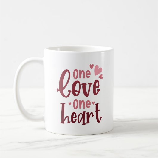 Simple Sweet Love One Love One Heart Romantic Cute コーヒーマグカップ (左)