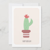Simple Tall Green Desert Cactus Birthday Card カード (正面)
