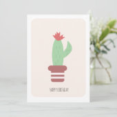 Simple Tall Green Desert Cactus Birthday Card カード (スタンド正面)