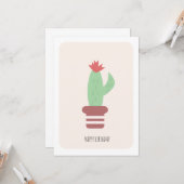 Simple Tall Green Desert Cactus Birthday Card カード (正面/裏面インサイチュ)