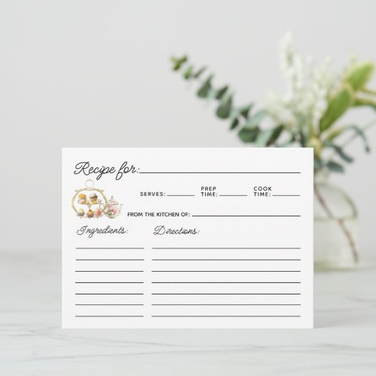 Simple Tea Party Themed Recipe Card (スタンド正面)