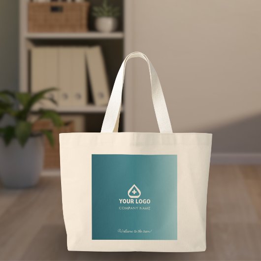 Simple Teal Behavioral Health Logo Welcome  ラージトートバッグ