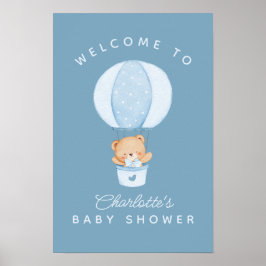 Simple Teddy Bear Blue Balloon ポスター