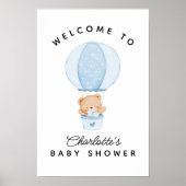 Simple Teddy Bear Blue Balloon ポスター (正面)