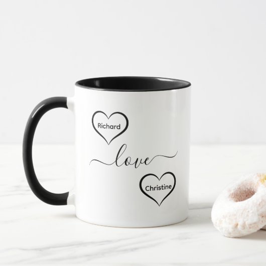 Simple Text "Love" Customize  マグカップ (ドーナツ)