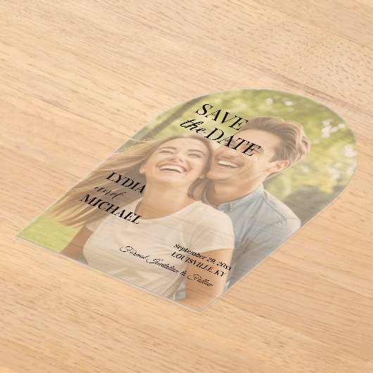 Simple Text Overlay Photo アクリル招待状 (レイダウン)