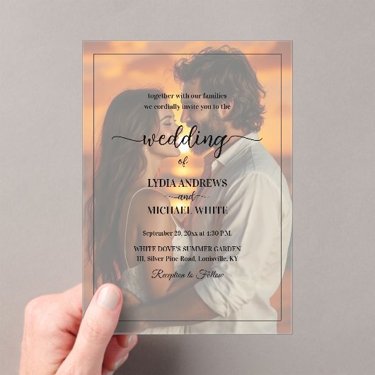 Simple Text Overlay Photo Wedding アクリル招待状 (インサイチュ (ポータブル))