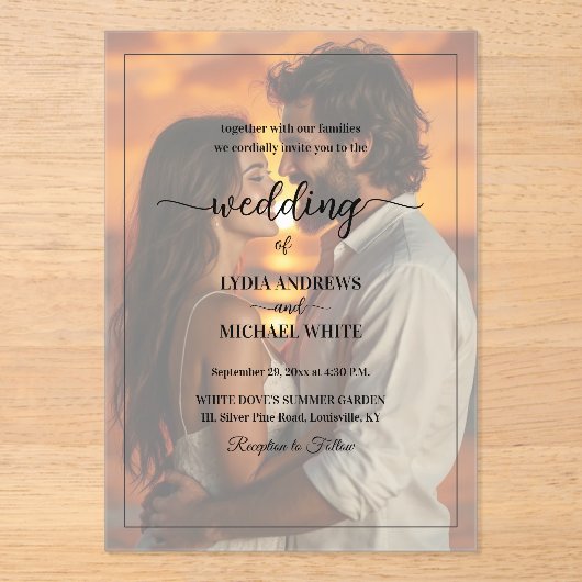 Simple Text Overlay Photo Wedding アクリル招待状 (正面)