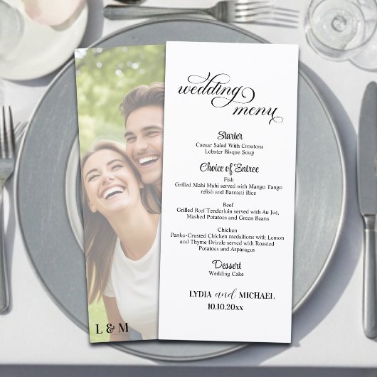 Simple Text Photo Overlay 4x9'' Wedding Menu メニュー