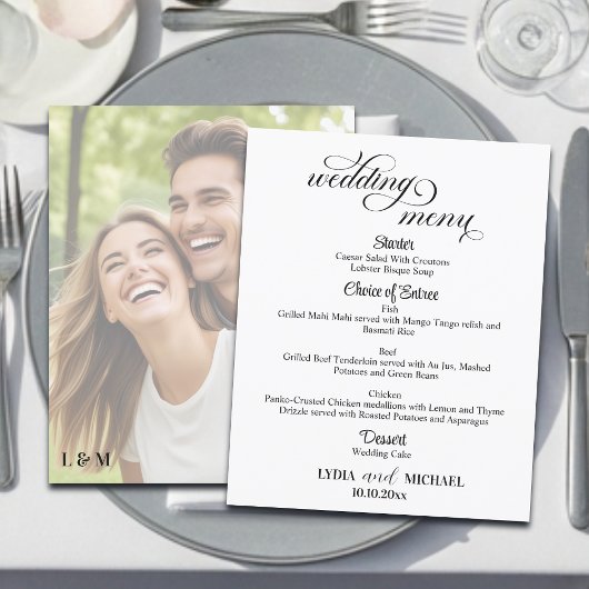 Simple Text Photo Overlay Wedding Menu