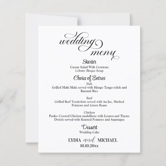 Simple Text Photo Overlay Wedding Menu (正面)
