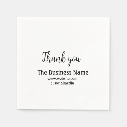 Simple thank you add business name details text  t スタンダードカクテルナプキン (正面)