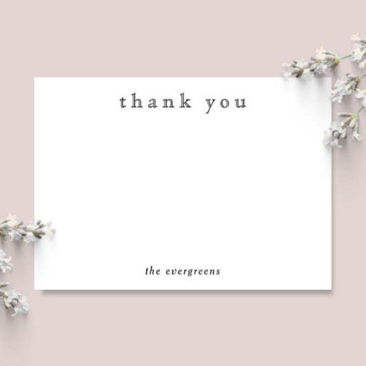 Simple Thank You Family Name Stationery ノートカード