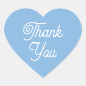 Simple Thank You Modern Blue Favor Cute Shaped ハートシール (正面)