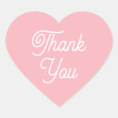 Simple Thank You Modern Pink Favor Cute Shaped ハートシール (正面)