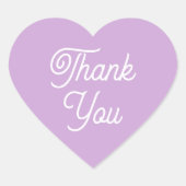 Simple Thank You Modern Purple Favor Cute Shaped ハートシール (正面)