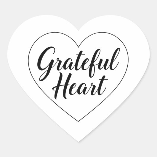 Simple Thankful Heart Line Drawing ハートシール (正面)