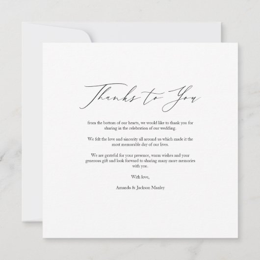 Simple Thanks To You Custom Photo Couple Wedding (裏面)