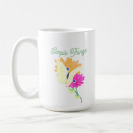 'Simple Things' Flowers and Butterflies コーヒーマグカップ