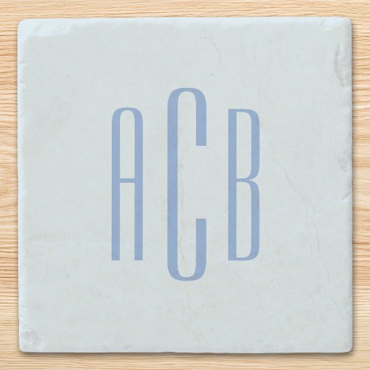Simple Three Letter Blue Monogram ストーンコースター