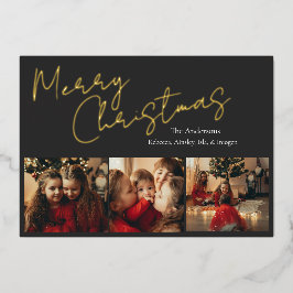 Simple Three Photo Christmas Card 箔シーズンカード