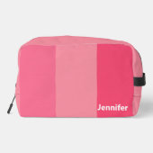 Simple Three Shades of Pink Stripes White Name ドップキット (裏面)