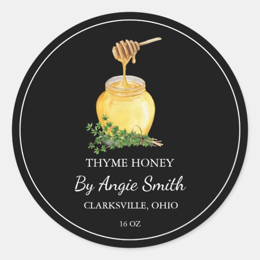 Simple Thyme Infused Honey Label ラウンドシール (正面)