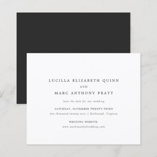 Simple Timeless Budget Wedding Save the Date (正面/裏面)