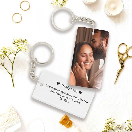 Simple To My Man Script and Photo Double Sided キーホルダー