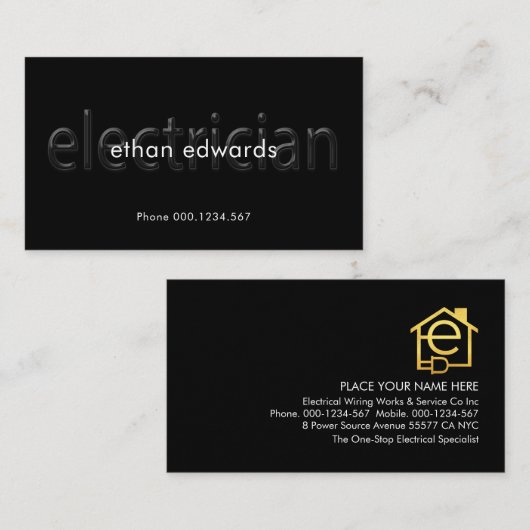 Simple Translucent Electrician Signage Electric 名刺 (正面/裏面)