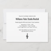 Simple Treble Clef Music Recital Black White 招待状 (正面)