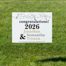 Simple Triplet College Cap and Tassel Graduation