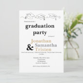 Simple Triplet College Cap and Tassel Graduation 招待状 (スタンド正面)