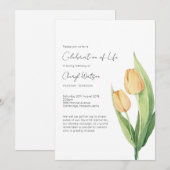 Simple Tulip Celebration of Life Funeral 招待状 (正面/裏面)
