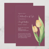 Simple Tulip Celebration of Life Funeral 招待状 (正面/裏面)