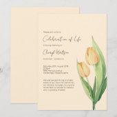 Simple Tulip Celebration of Life Funeral 招待状 (正面/裏面)